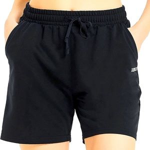 DEMOZU Women's 5" Sweat Shorts with Pockets, Black, XXL